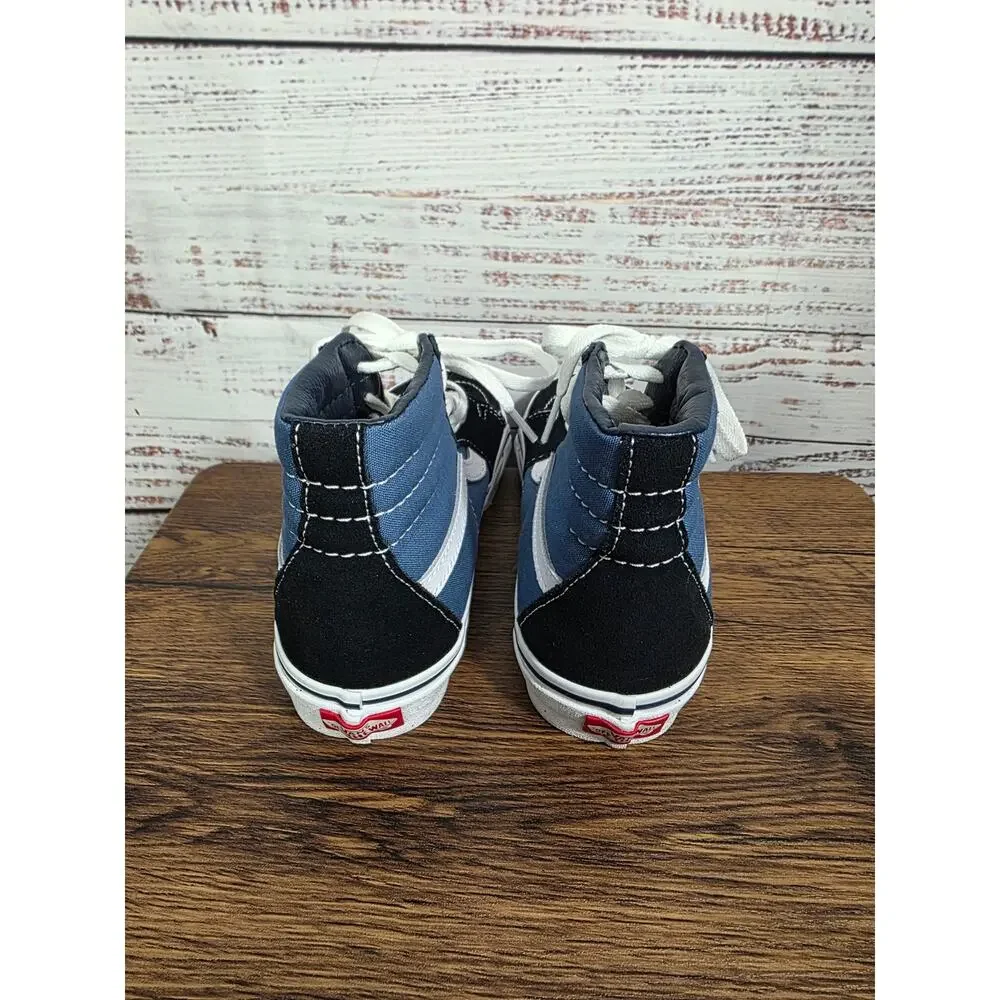 Vans Sk8-Hi Top Sneakers Women's 6.5 Blk Blue White Suede Canvas